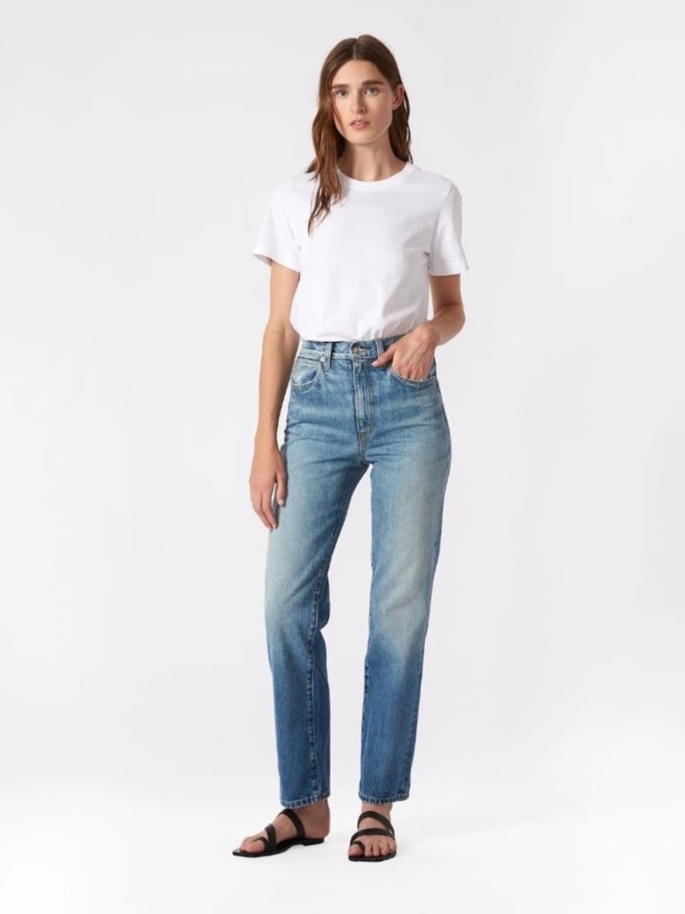 SLVRLAKE High‎ Rise Straight Leg Jean Blue Sz 26